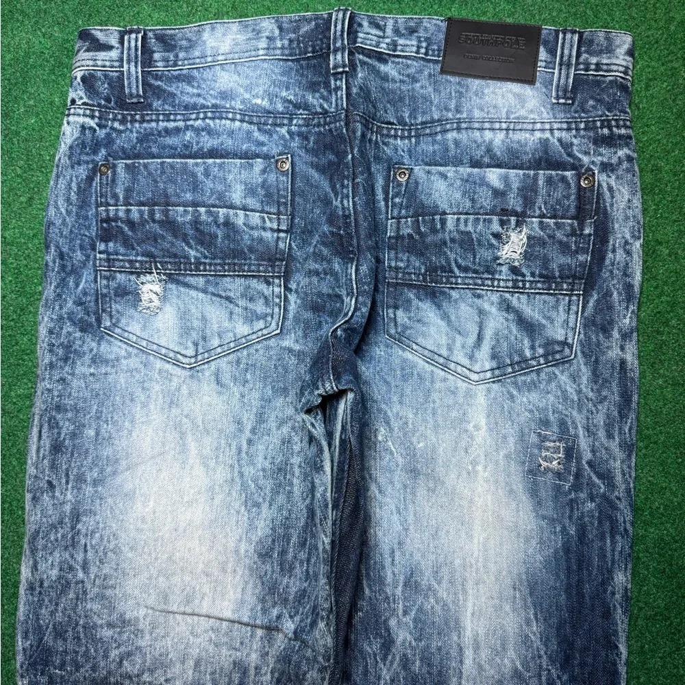 Y2K Southpole Acid Wash Distressed Mens Slim Taper 36x34 Hip Hop Denim Jeans